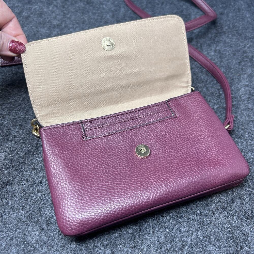 Nanette Lepore Crossbody Bag Burgundy Gold Hardware Double Compartment Vegan - Picture 4 of 7